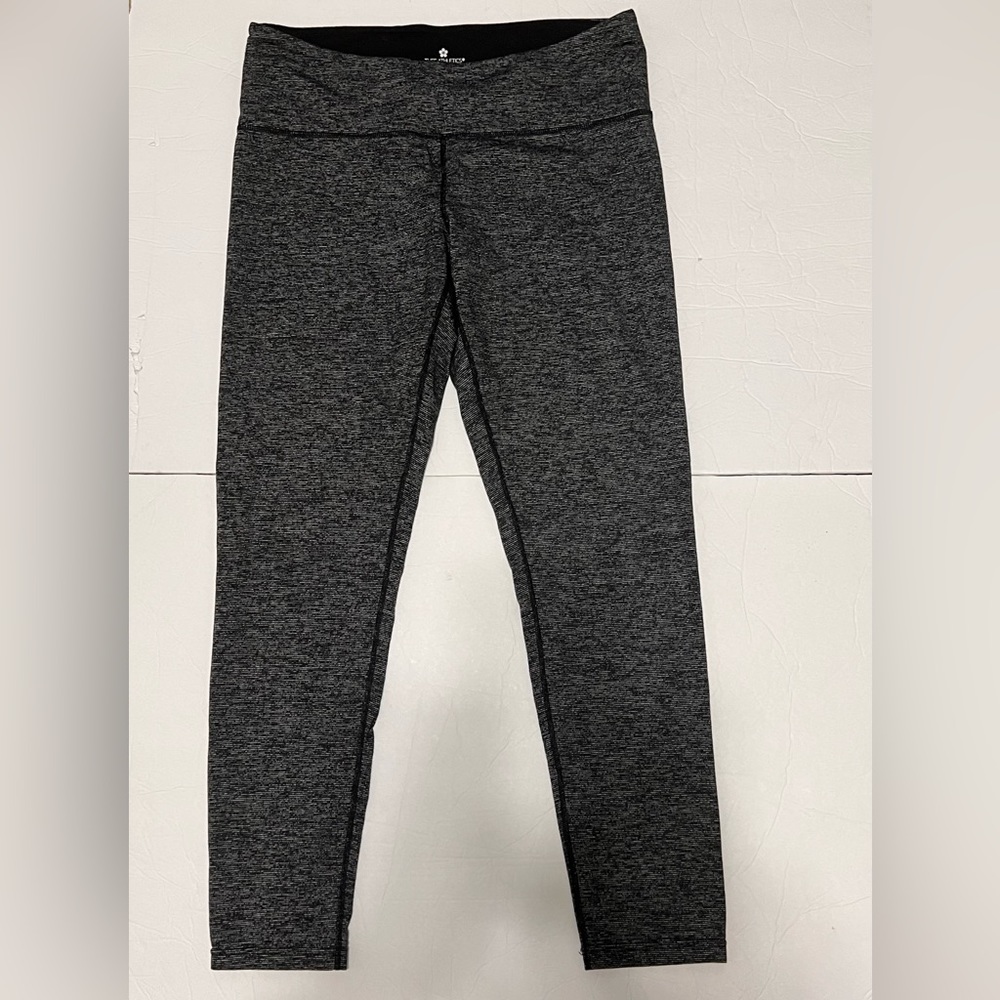 Tuff Athletics Leggings Womens Large Running Zip Pocket Black Gray Yoga Pants